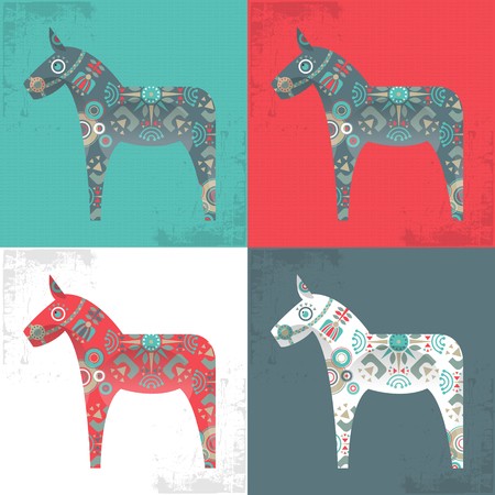 Set Of Dala Horse Symbol Of Sweden Vector Illustration Royalty 450x450 Set Of Dala Horse Symbol Of Sweden Vector Illustration Royalty
