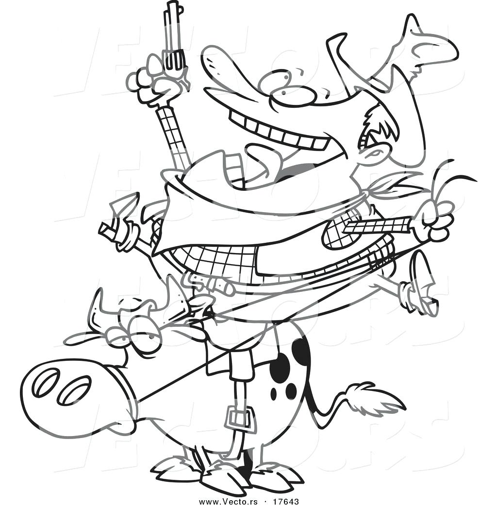 1024x1044 Coloring Vector Of A Cartoon Fat Cowboy On Bull Coloring