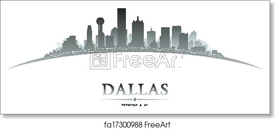 560x264 Free Art Print Of Dallas Texas City Skyline Silhouette White