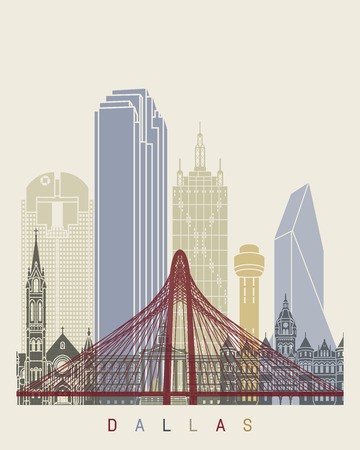 Dallas Skyline Poster In Editable Vector Royalty Free Vector 360x450 Dallas Skyline Poster In Editable Vector Royalty Free Vector