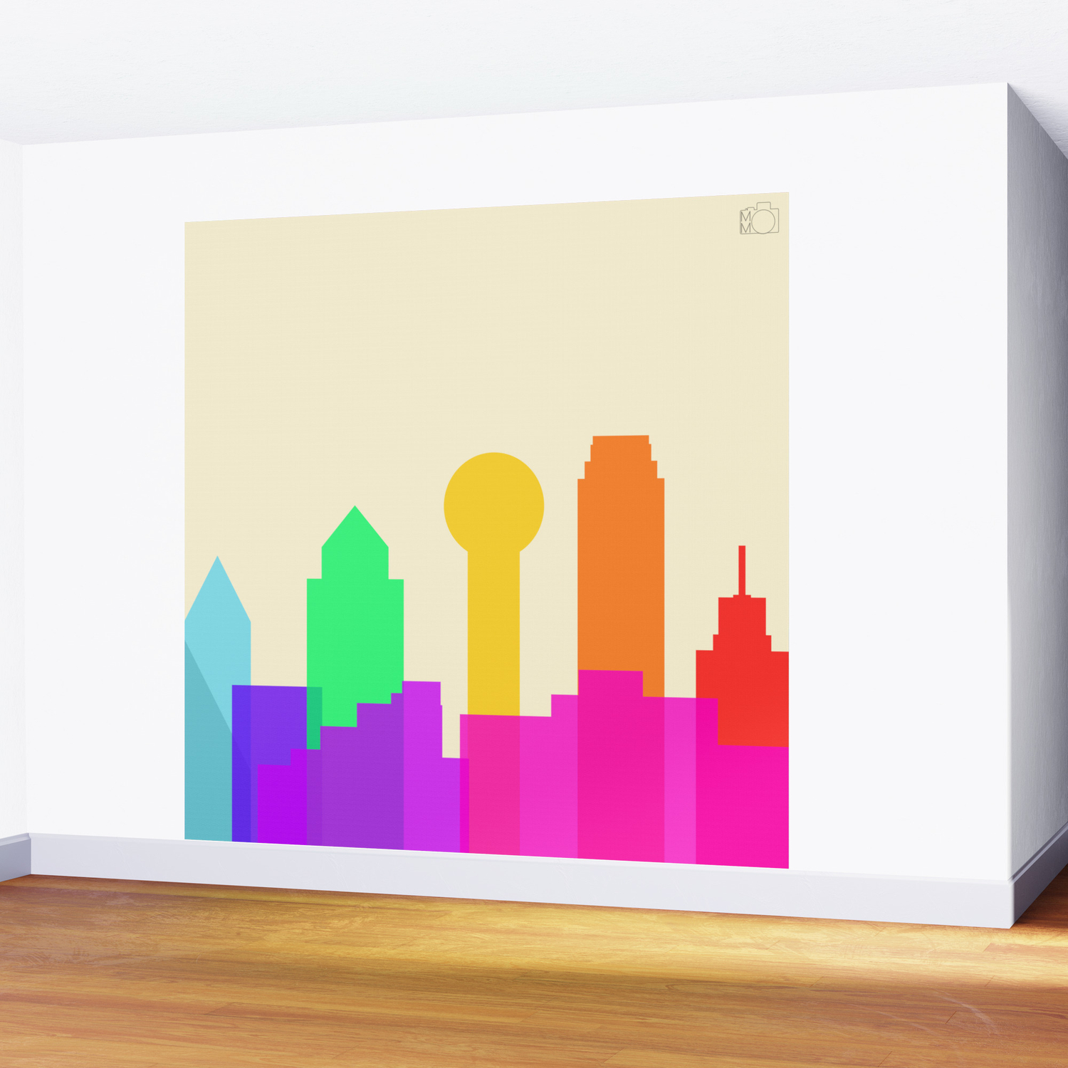 Square Rainbow Dallas Skyline Vector Wall Mural 1500x1500 Square Rainbow Dallas Skyline Vector Wall Mural