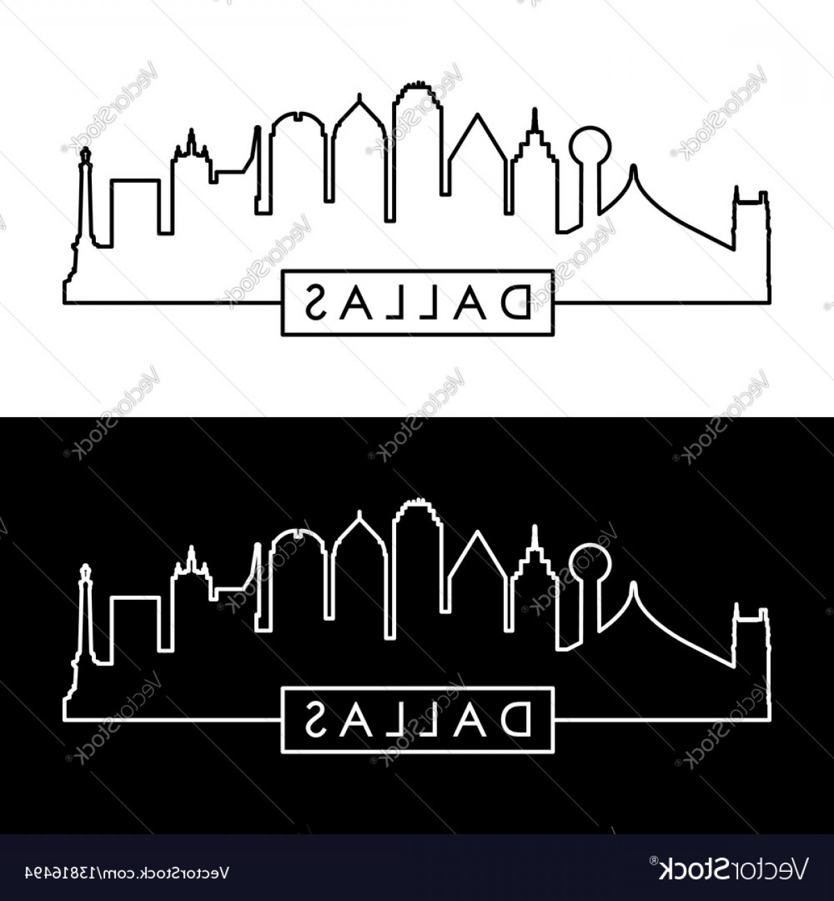 1200x1296 Dallas Skyline Black And White Linear Style Vector Catchsplace