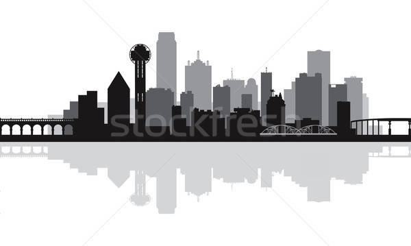 600x359 Dallas City Skyline Silhouette Background Vector Illustration