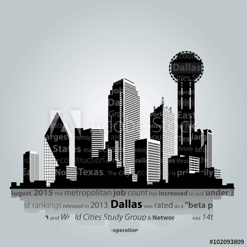 500x500 Vector Illustration Dallas City Silhouette