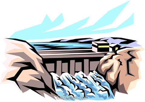 480x337 Hydro Dam Royalty Free Vector Clip Art Illustration