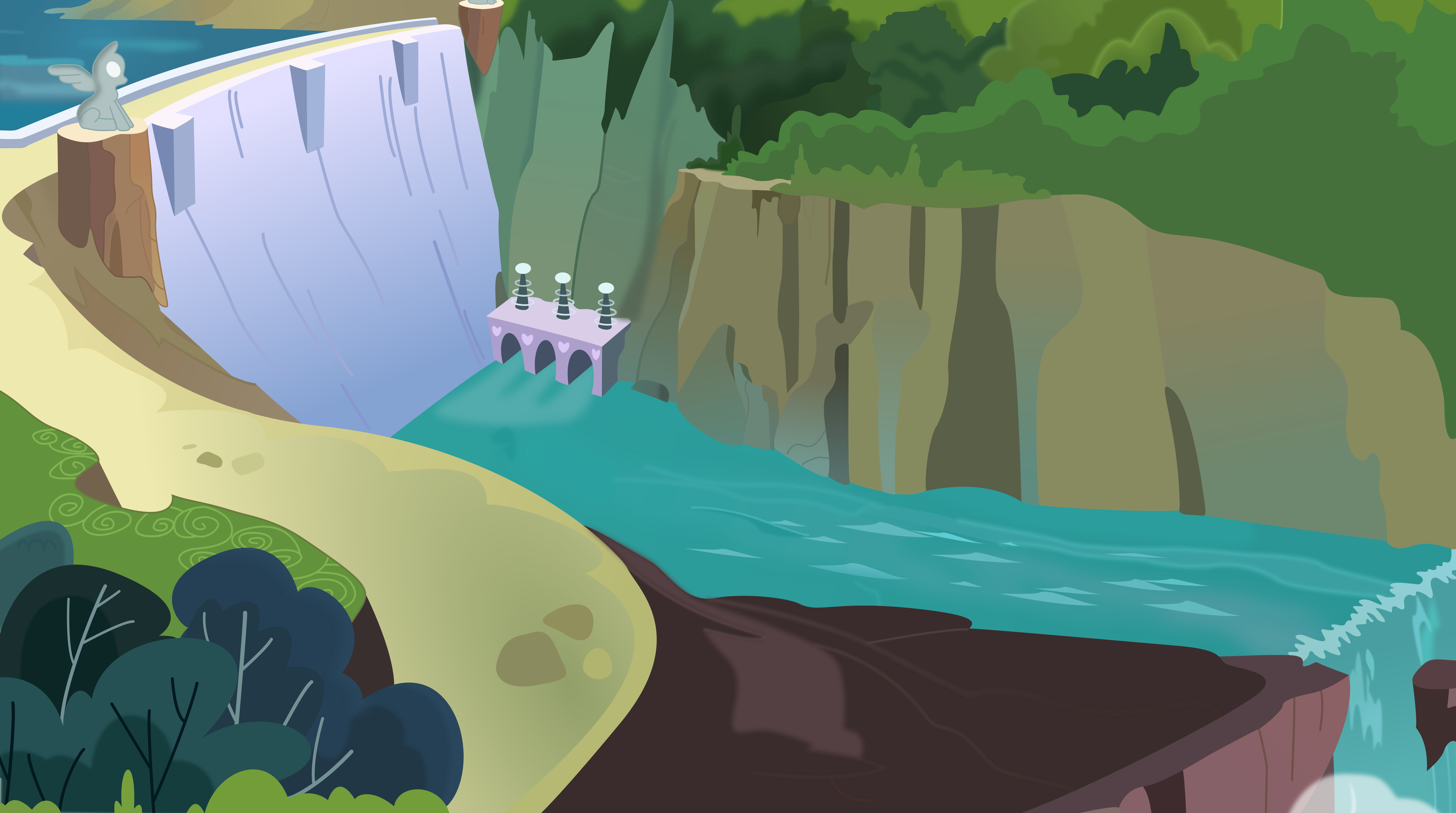 9458x5283 Ponyville Dam Vector