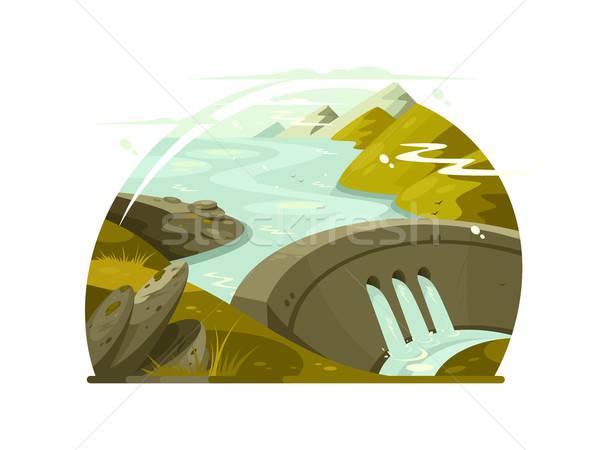 600x450 River Huge Dam Vector Illustration Jossdiim