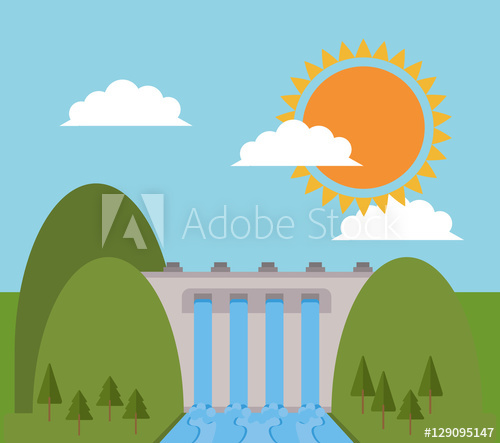 500x443 Hydro Electric Power Dam Design Vector Illustration