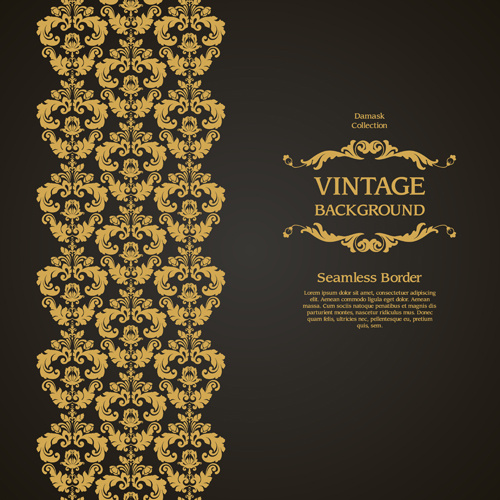 500x500 Damask Seamless Border Vintage Background Vector Free Vector