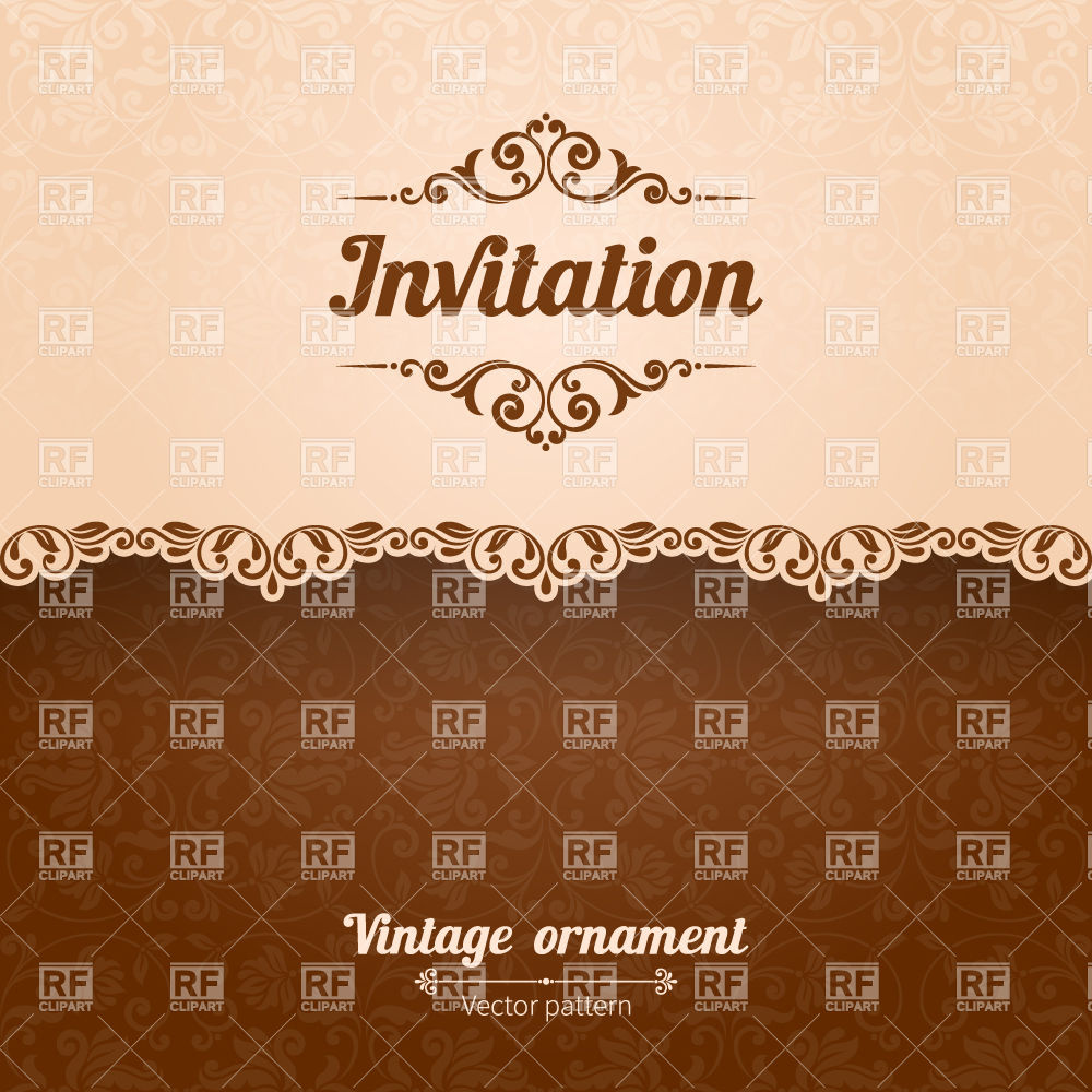 1000x1000 Vintage Invitation Card Template With Damask Ornament