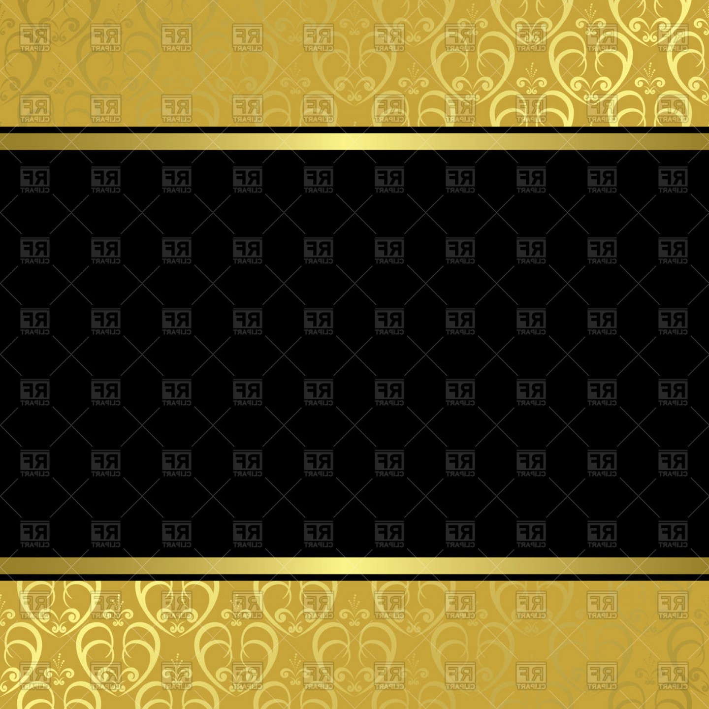 1440x1440 Black Background With Golden Damask Frame Vector Clipart Catchsplace