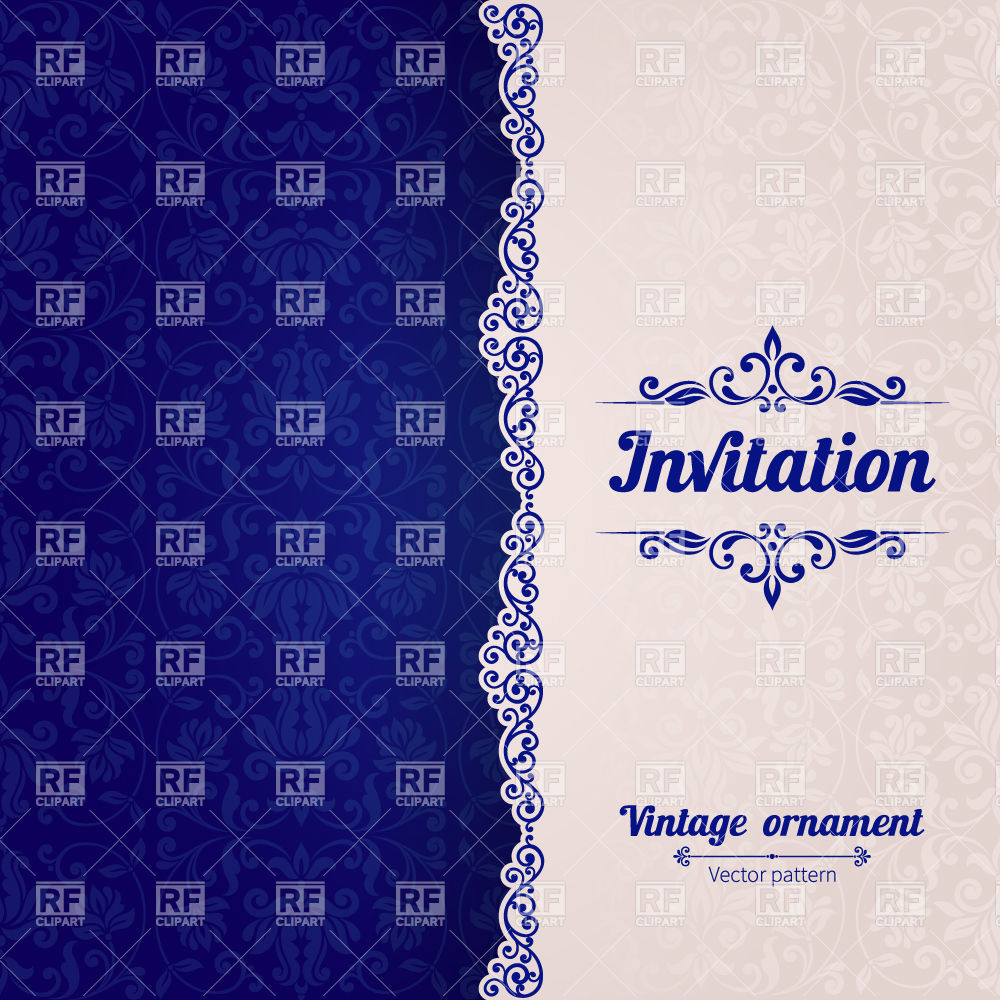 1000x1000 Blue Modern Invitation Card Template With Damask Ornament