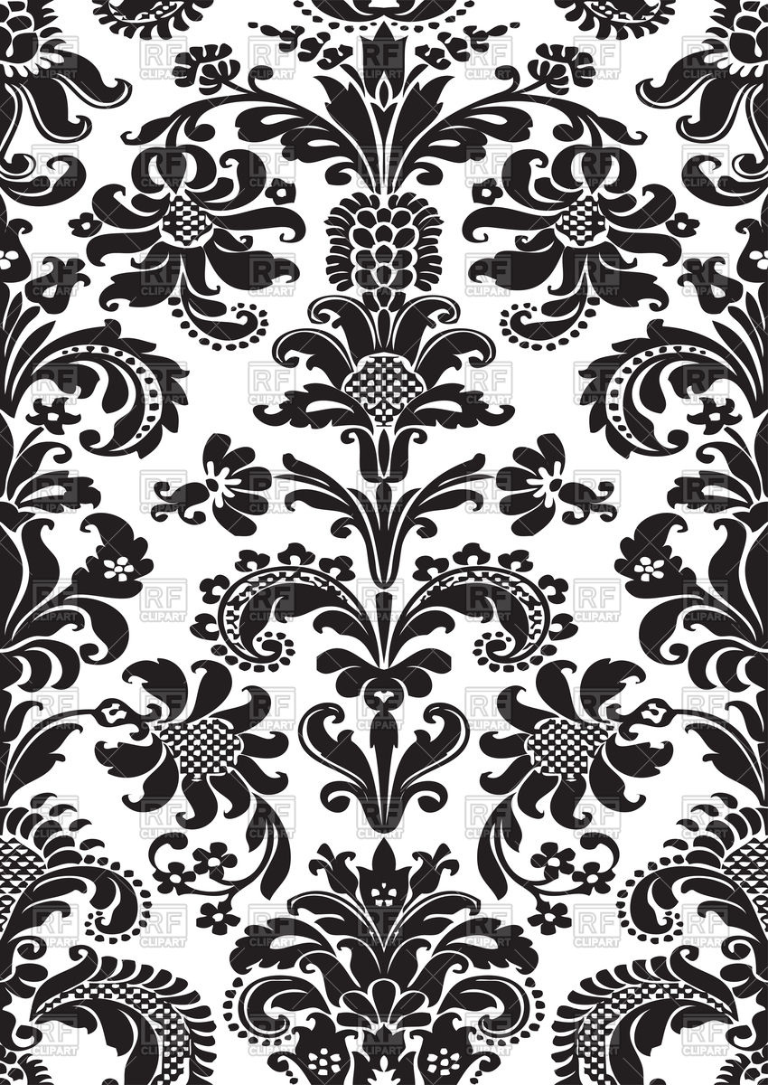 Foliage Tile Oriental Floral Damask Pattern Vector Image 850x1200 Foliage Tile Oriental Floral Damask Pattern Vector Image