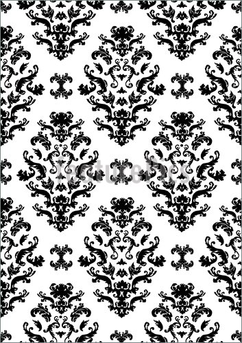 Seamless Black On White Damask Vector 353x499 Seamless Black On White Damask Vector