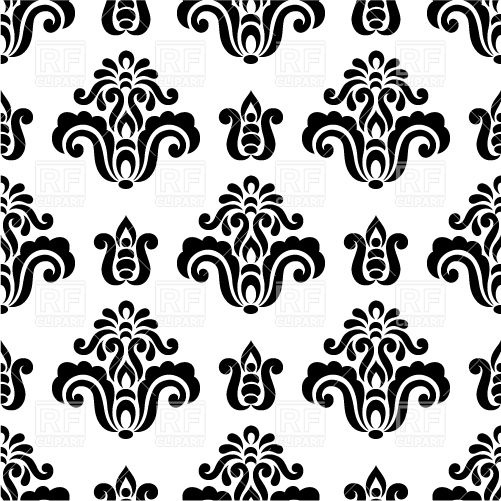 Black And White Seamless Damask Pattern Vector Image 501x501 Black And White Seamless Damask Pattern Vector Image