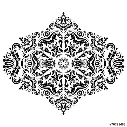 500x500 Damask Vector Pattern Orient Ornament Black And White Colors
