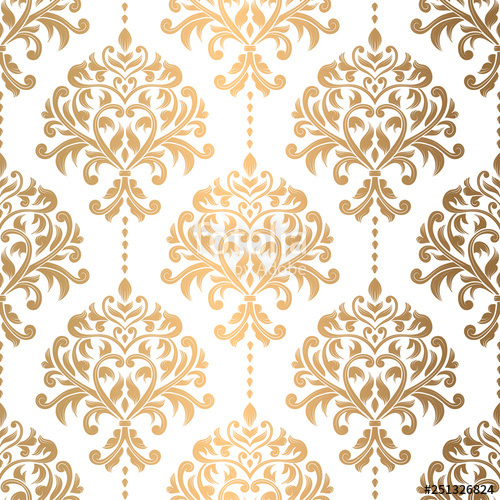 Golden Damask Vector Seamless Pattern, Wallpaper Elegant Classic 500x500 Golden Damask Vector Seamless Pattern, Wallpaper Elegant Classic