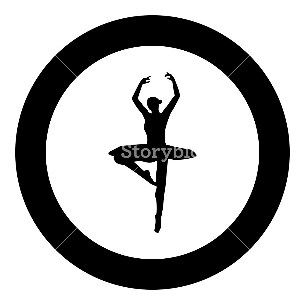 1000x1000 Ballet Dancer Icon Black Color In Circle Or Round Vector