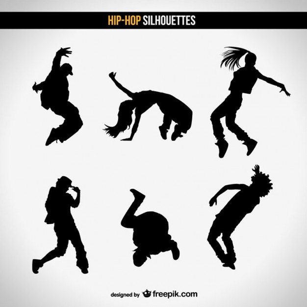 626x626 Street Dancers Silhouettes Vector Free Download