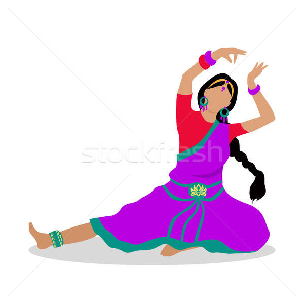 Woman In Indian National Clothes Dance Vector Vector Illustration 600x600 Woman In Indian National Clothes Dance Vector Vector Illustration