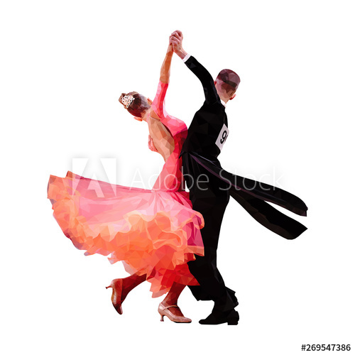 500x500 Polygonal Sport Couple Dancers Of Ballroom Dance Vector