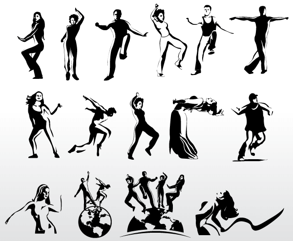 600x495 Free Aerobic Art Dancer Vector Silhouettes Collection
