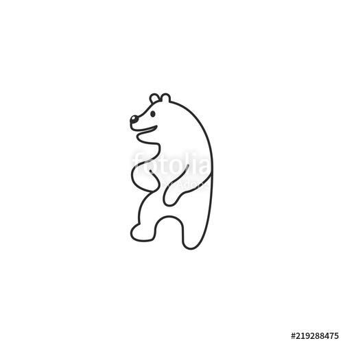 500x500 Happy Dancing Bear Logo Icon Monoline Illustration Outline Line
