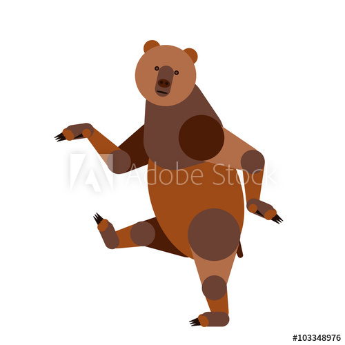 500x500 Abstract Dancing Bear Isolated On A White Background Vector Ill