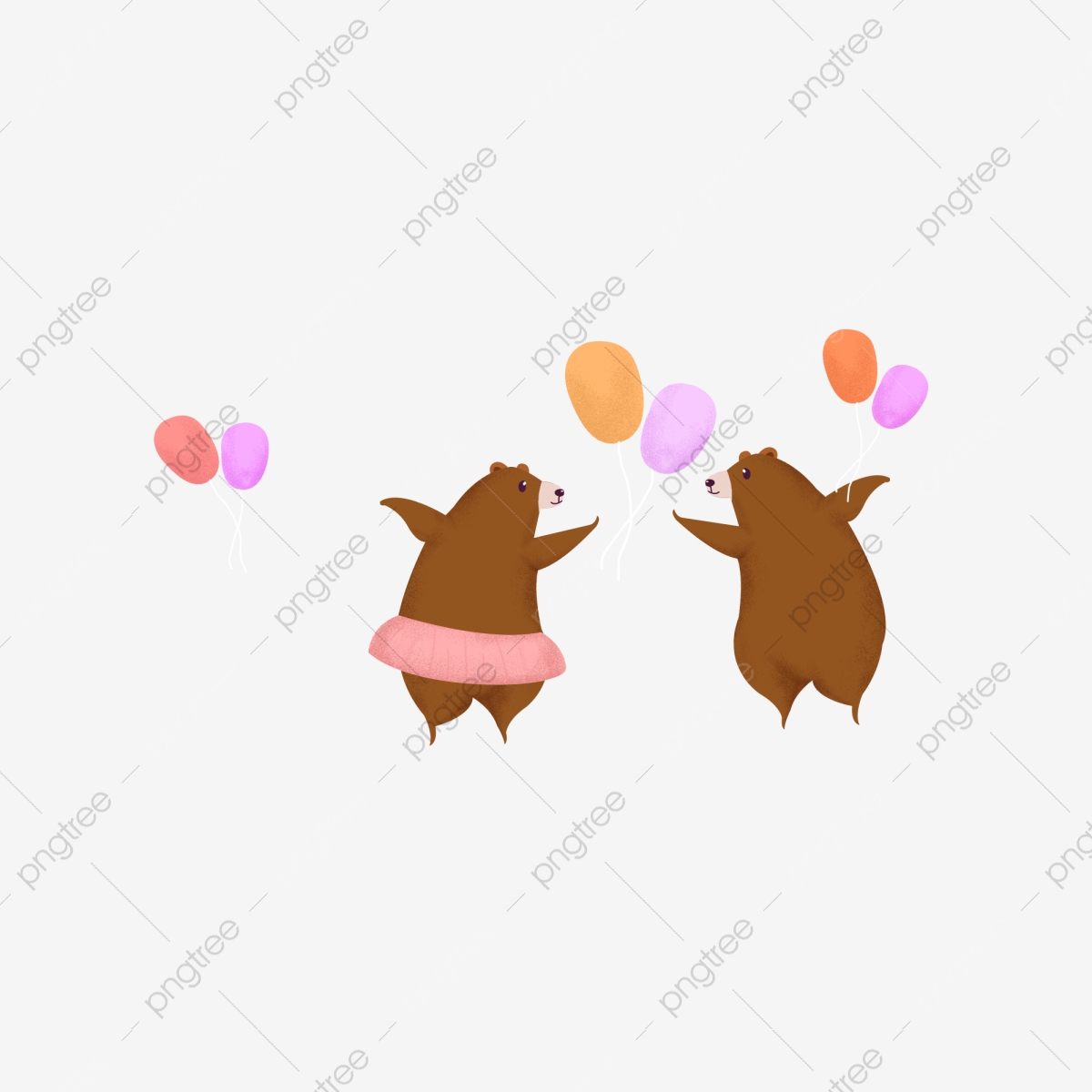 1200x1200 Two Dancing Bear Cartoon Elements, Small Energy, Balloon
