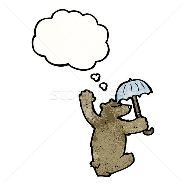 600x600 Cartoon Dancing Bear With Umbrella Vector Illustration