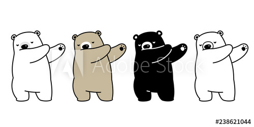 500x250 Bear Vector Polar Bear Dab Dancing Cartoon Character Illustration