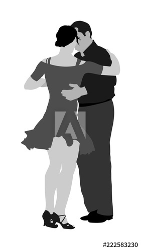 281x500 Elegant Latino Dancers Couple Vector Illustration Isolated