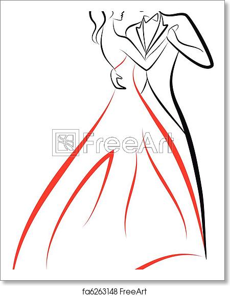 450x580 Free Art Print Of Dancing Couple, Vector Dancing Woman And Man