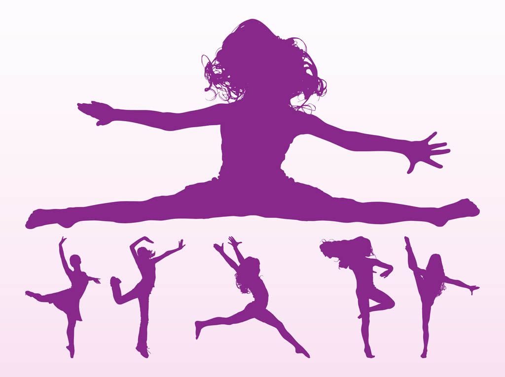 1024x765 Dancing Girls Silhouettes Pack Vector Art Graphics