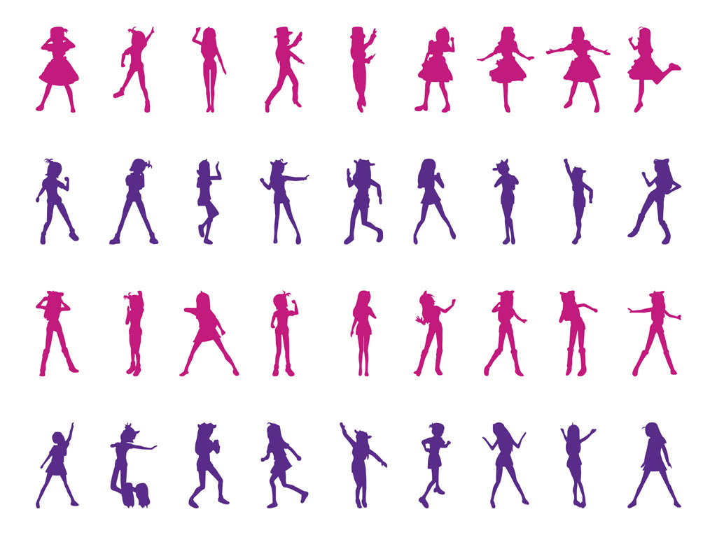 1024x765 Dancing Girls Silhouettes Set Vector Art Graphics
