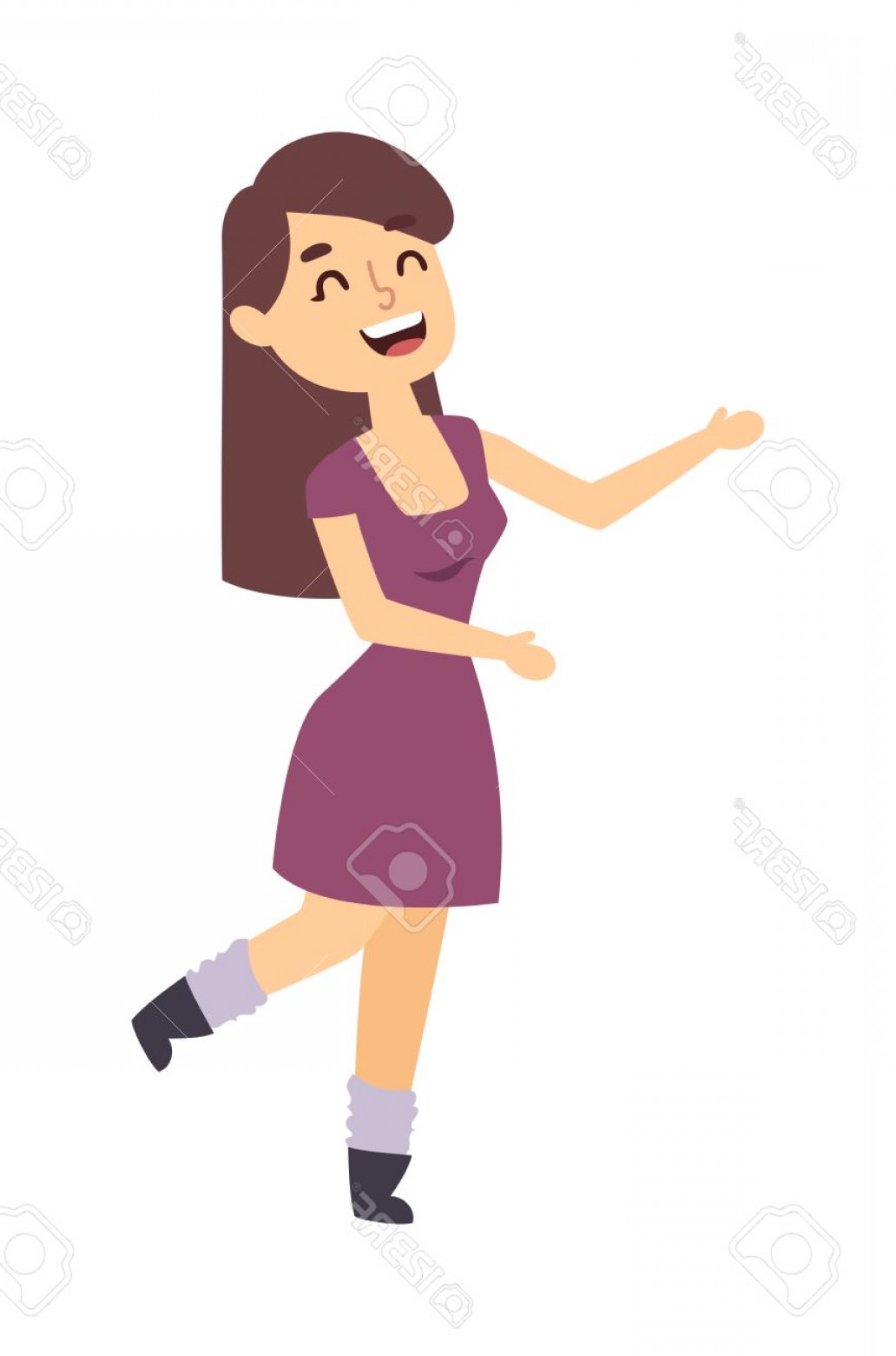 1032x1560 Photostock Vector Beautiful Athletic Girl Dancing Jumping