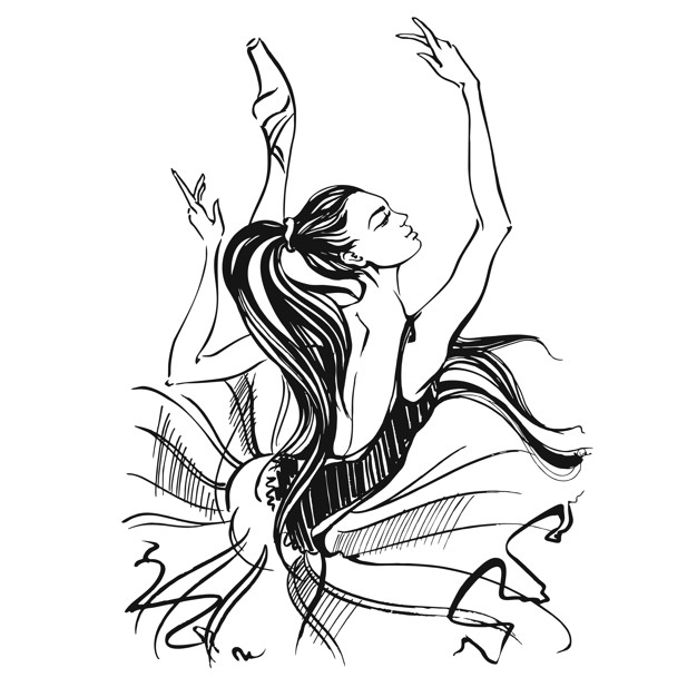 626x626 Ballerina Ballet Dancing Girl On Pointe Shoes Vector Premium