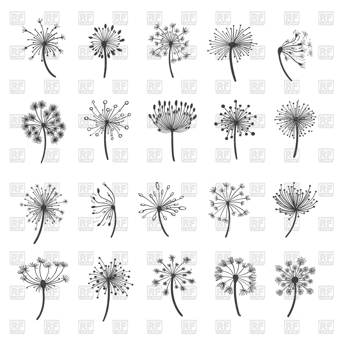 1200x1200 Dandelion Silhouettes Vector Image Of Signs, Symbols, Maps