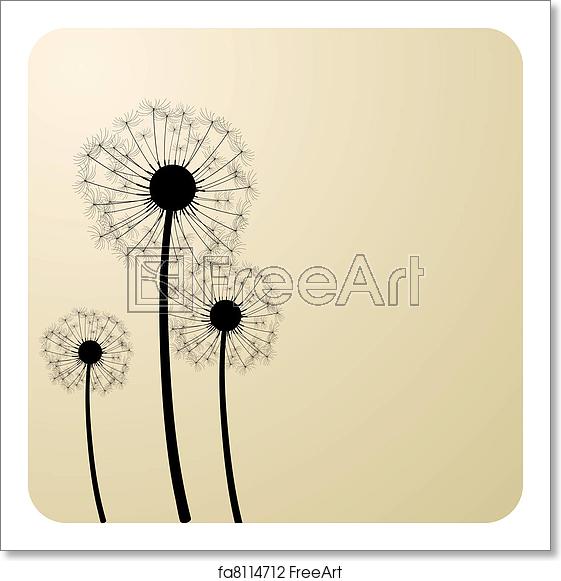 561x581 Free Art Print Of Dandelions Three Dandelion Silhouettes Vector