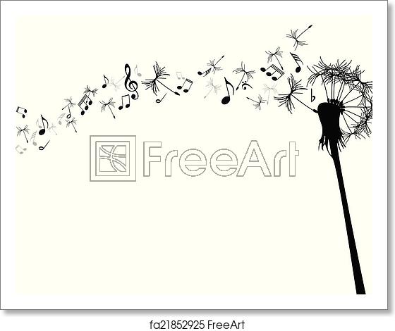 560x470 Free Art Print Of Vector Dandelion Vector Dandelion With Music