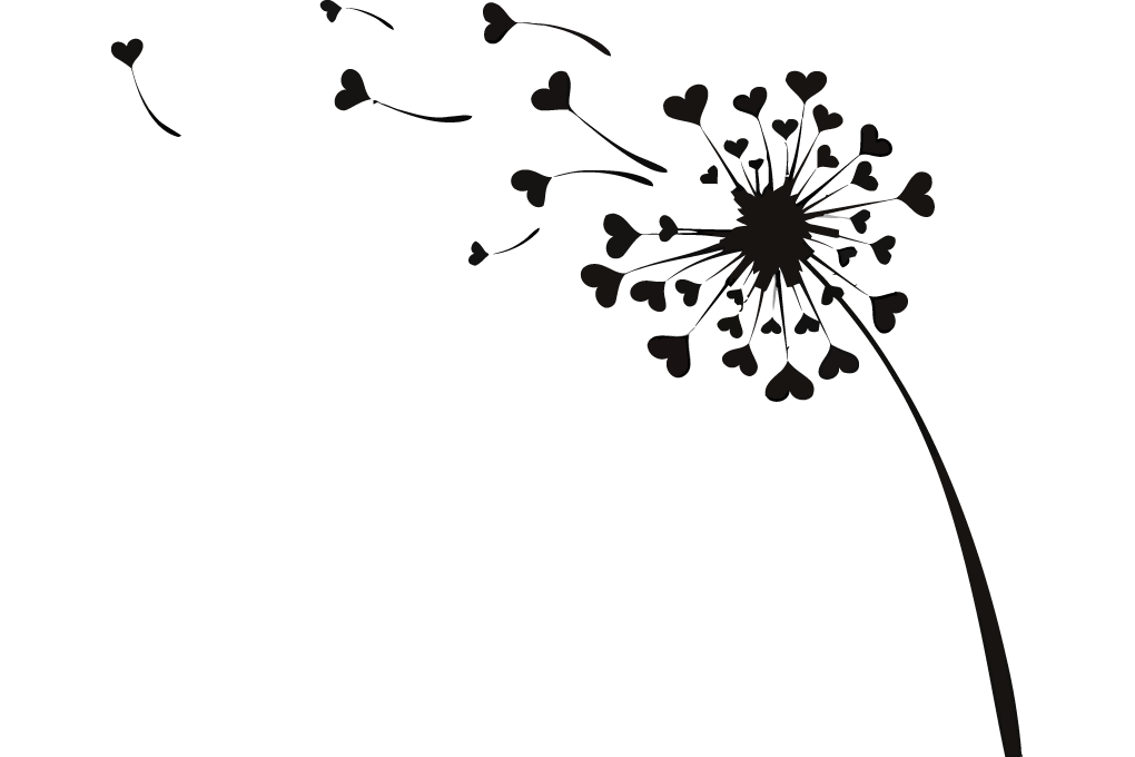 1020x680 Flying Dandelion Love Hearts Vector Image Cameo Silhouette