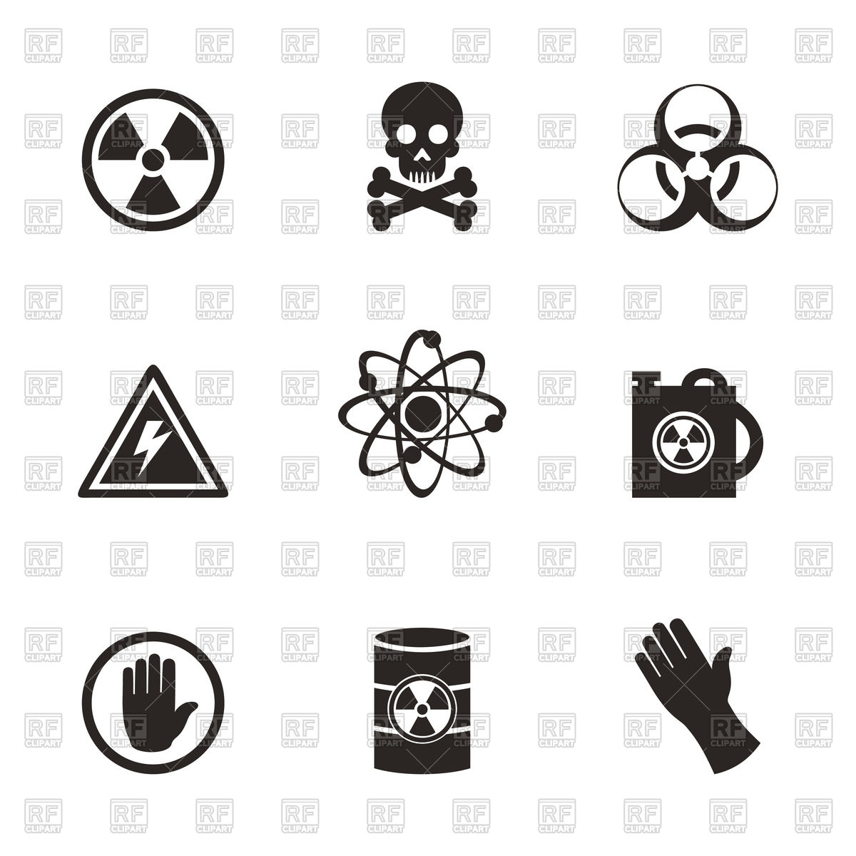 1200x1200 Set Of Danger Icons Vector Image Of Signs, Symbols, Maps