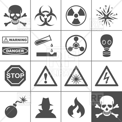 400x400 Danger And Warning Icons, Simplus Series Vector Image Of Signs