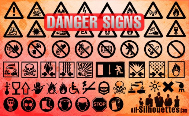 626x385 Danger Signs Silhouettes Vector Free Download
