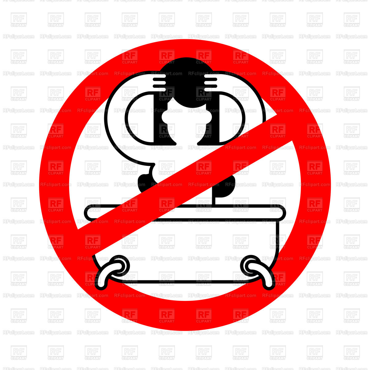 1200x1200 Stop Girl In Bath Red Prohibition Sign Of Danger Vector Image