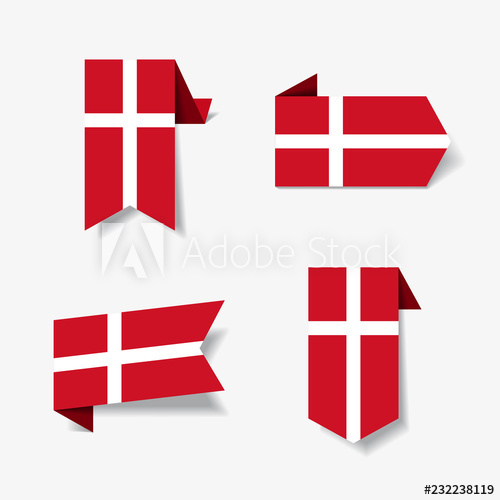 Danish Flag Stickers And Labels Vector Illustration 500x500 Danish Flag Stickers And Labels Vector Illustration