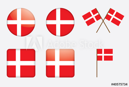 Badges With Danish Flag Vector Illustration 500x338 Badges With Danish Flag Vector Illustration