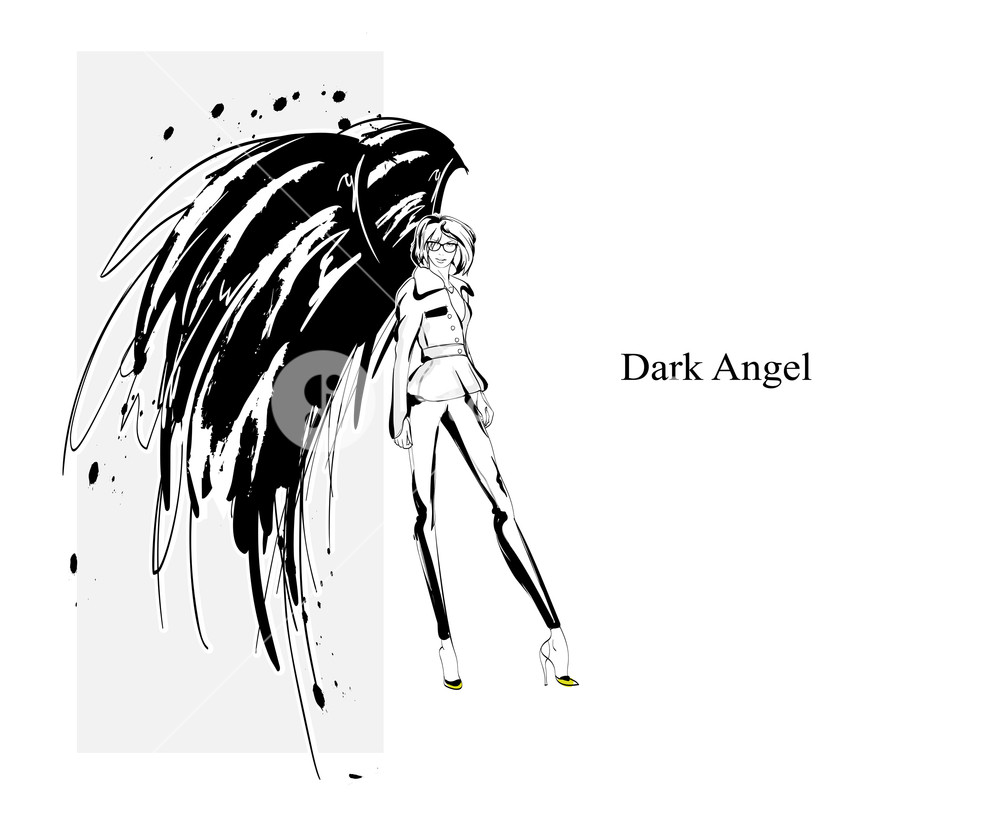 1000x813 Angel Girl Dark Angel Vector Image Of Beauty Fashion Angel Girl