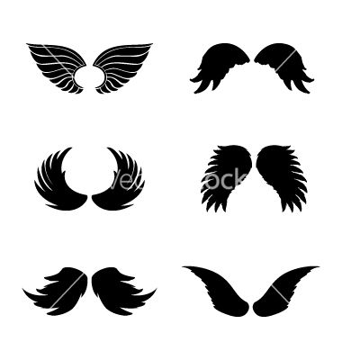 380x400 Black Silhouette Angel Wings Set Feathers Vector Vectorstock