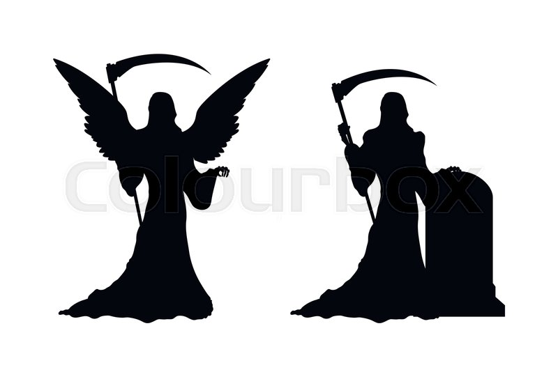 800x534 Black Silhouette Of Death With Scythe Stock Vector Colourbox